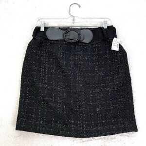 MAURICES Sparkle Skirt with Belt Black Womens Size 1 / 2 Party Club Zip Lined